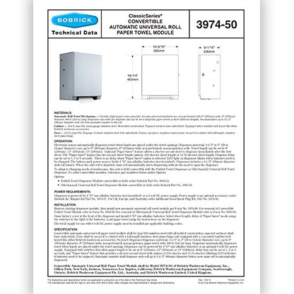 3974-50 Automatic Universal Roll Towel Dispenser
