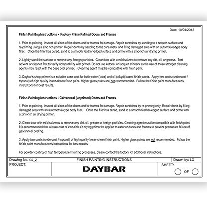 Daybar Finishing Instructions