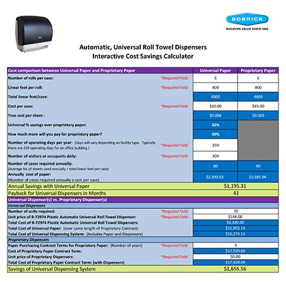 Universal / Automatic Roll Towel Savings Calculator