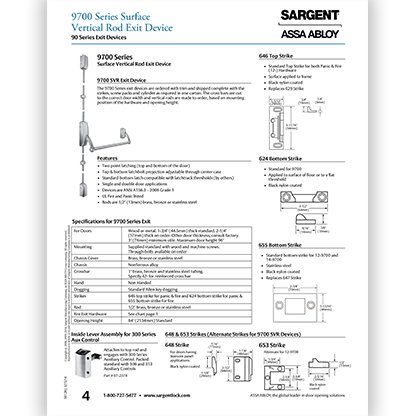 Sargent 9700 Series Surface Vertical Rod