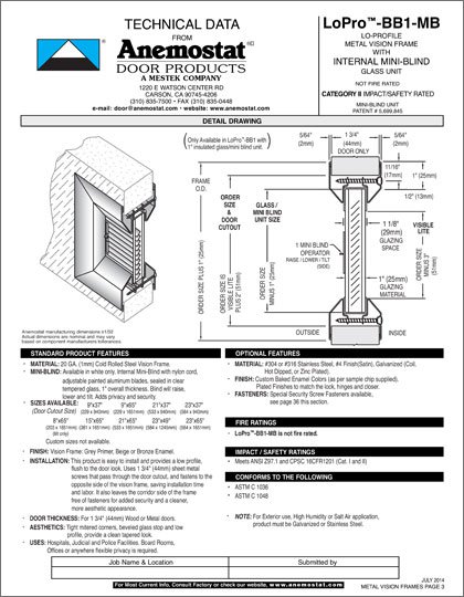 LoPro Internal Mini-Blind