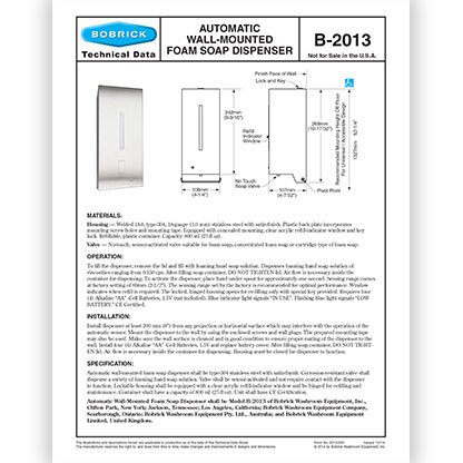 B-2013 Automatic Foam, Wall Mount