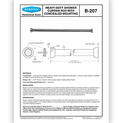 B-207 Heavy Duty Curtain Rod, Concealed Mount