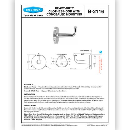 B-2116 Concealed Hook