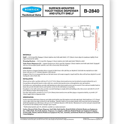 B-2840 Dual Roll, Utility Shelf