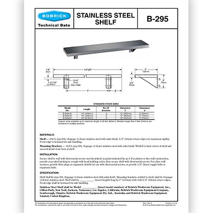 B-295 Stainless Steel 5" Shelf