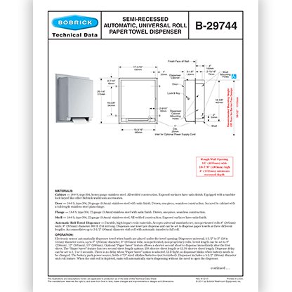 B-29744 Semi Recessed Dispenser