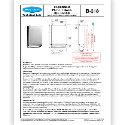 B-318 Recessed Dispenser