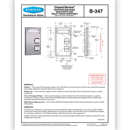 B-347 ClassicSeries Partition Mounted