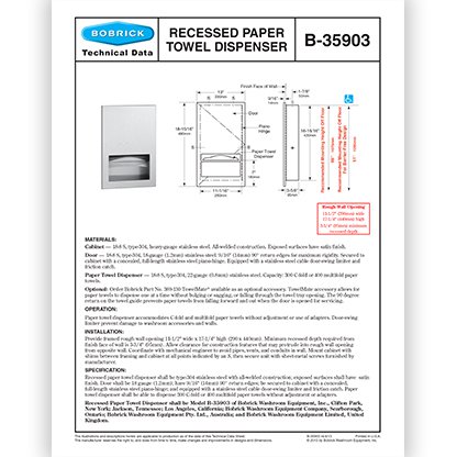 B-35903 Recessed Dispenser