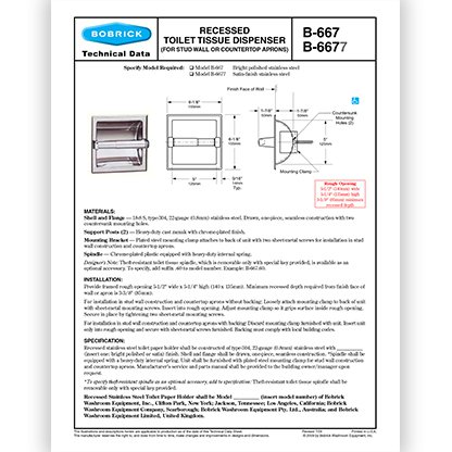 B-667 & B-6677 Recessed, Wall/Countertop Apron