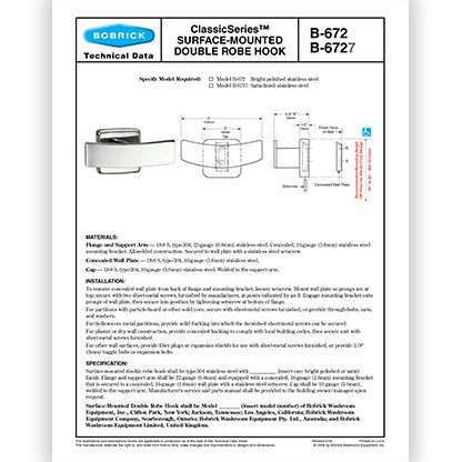 B-672 Double Robe Hook