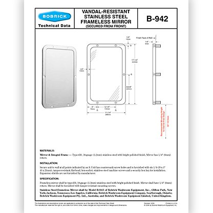 B-942 Vandal Resistant Frameless Mirror