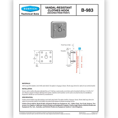 B-983 Vandal Resistant Hook