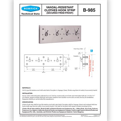 B-985 Vandal Resistant Hooks