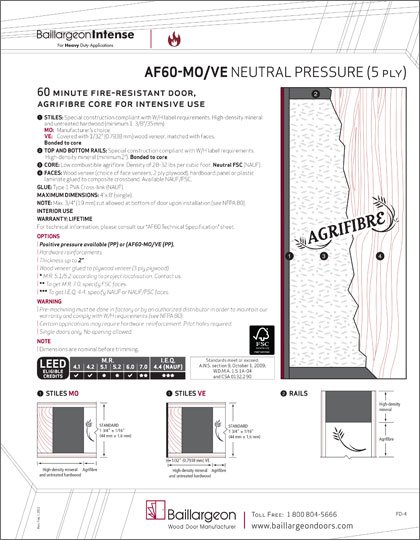 60 Min Fire-Resistant Agrifibre Core