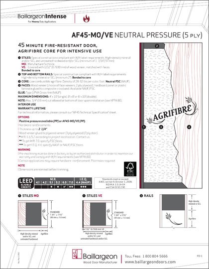 45 Min Fire-Resistant Agrifibre Core