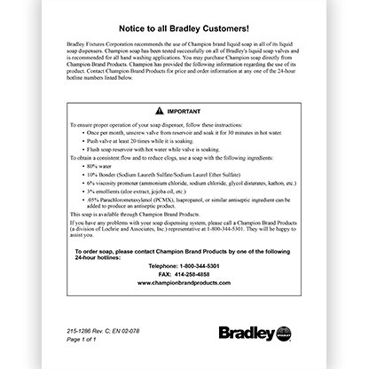 Bradley Liquid Soap Tips
