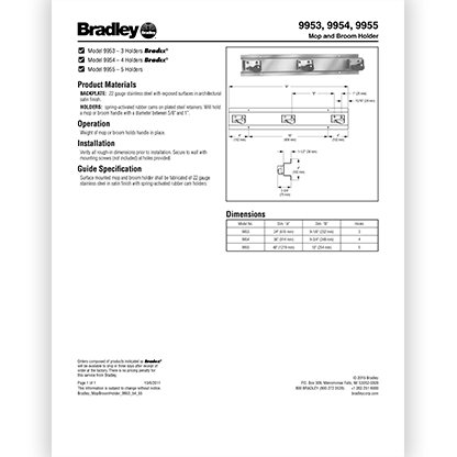 Model 9953 Broom/Mop Holder