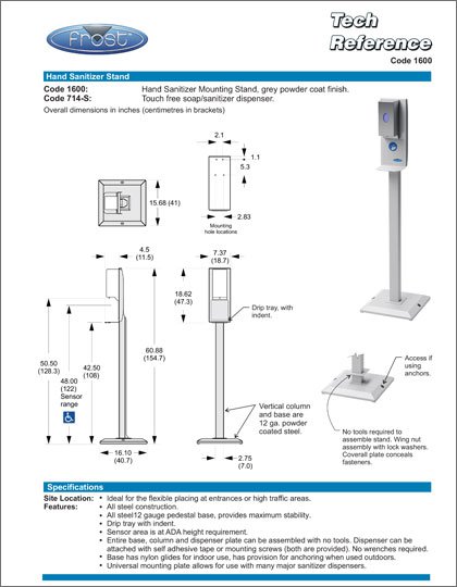 Frost 1600 Hand Sanitizer Stand