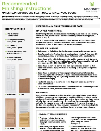 Masonite Finishing Instructions