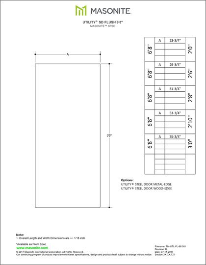 Masonite Technical Specifications