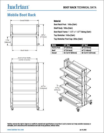 Mobile Boot Rack Technical Information