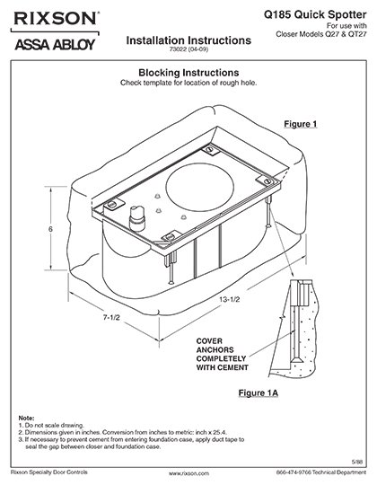 Rixson "Q" Closer Models (Floor Plate)