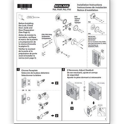 Schlage F-Series Installation Instructions