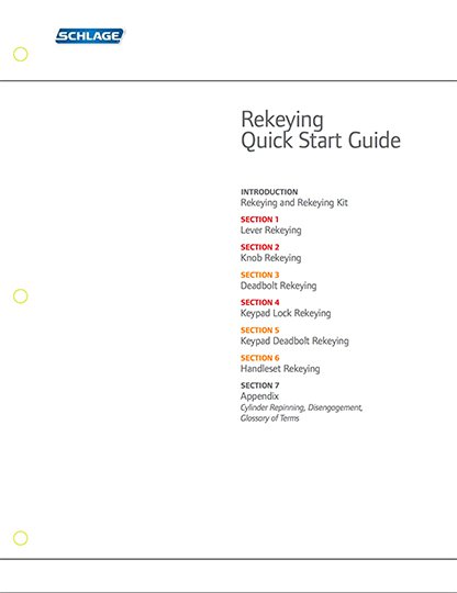 Schlage Rekeying Quick Start Guide