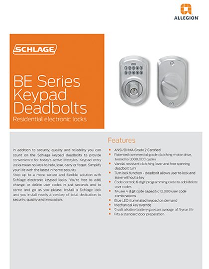 Schlage BE-Series Keypad Deadbolts
