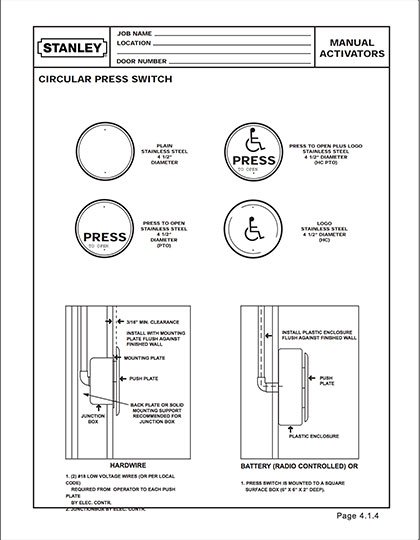 Circular Press Switch Specifications
