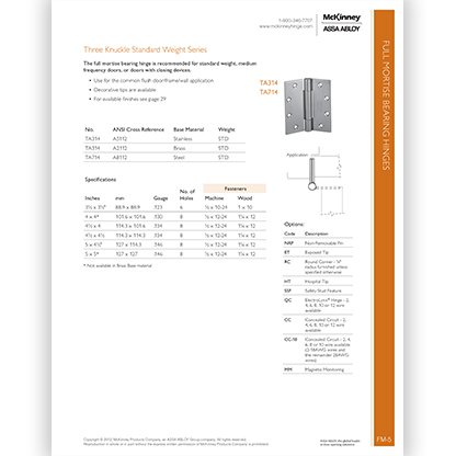 Standard Weight Full Mortise Hinges