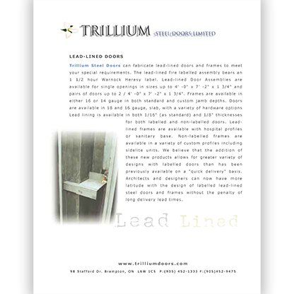 Trillium Lead Lined Doors