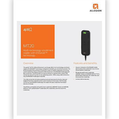 aptiQ MT20 Reader, USB & Bluetooth