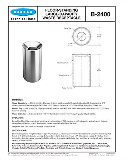 B-2400 Floor Standing, Large Capacity