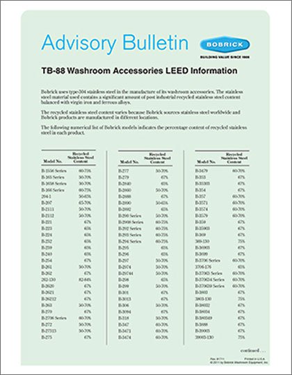 Bobrick LEED & EPA Compliance